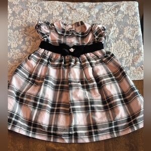 marmellata Pink and Black Plaid Girls' Formal Dress with Velvet Waistband/ 3-6